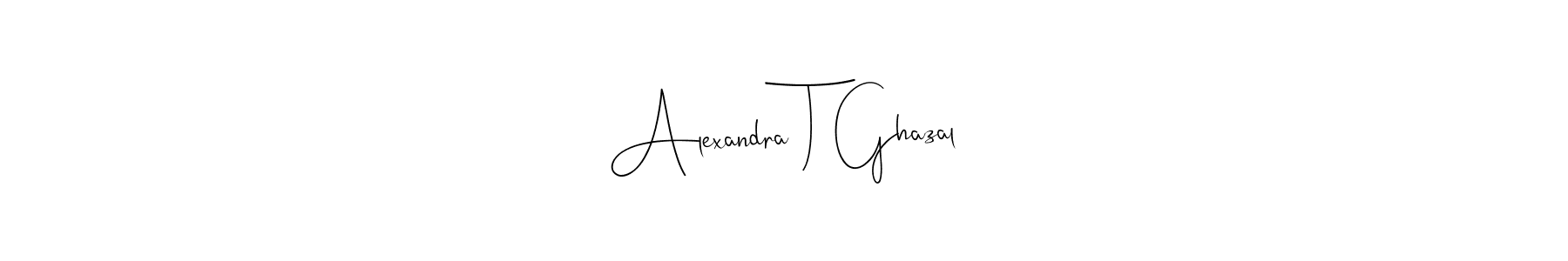 The best way (Andilay-7BmLP) to make a short signature is to pick only two or three words in your name. The name Alexandra T Ghazal include a total of six letters. For converting this name. Alexandra T Ghazal signature style 4 images and pictures png