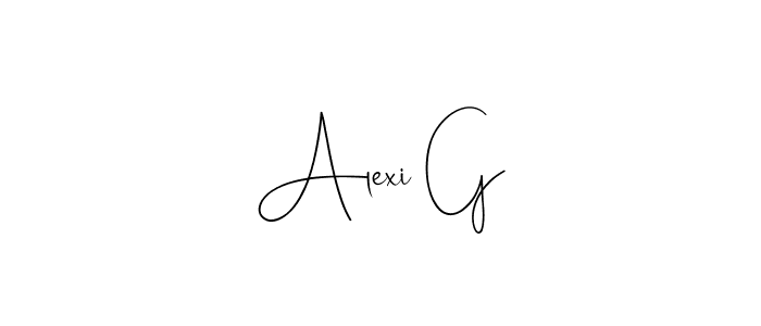 Use a signature maker to create a handwritten signature online. With this signature software, you can design (Andilay-7BmLP) your own signature for name Alexi G. Alexi G signature style 4 images and pictures png