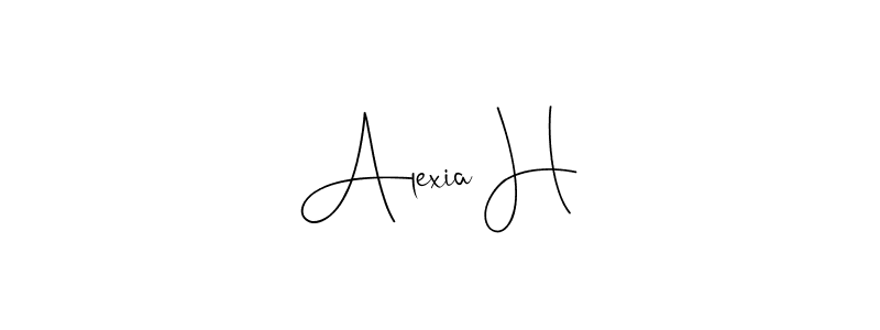 if you are searching for the best signature style for your name Alexia H. so please give up your signature search. here we have designed multiple signature styles  using Andilay-7BmLP. Alexia H signature style 4 images and pictures png