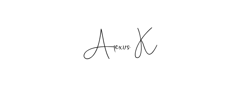 Andilay-7BmLP is a professional signature style that is perfect for those who want to add a touch of class to their signature. It is also a great choice for those who want to make their signature more unique. Get Alexus K name to fancy signature for free. Alexus K signature style 4 images and pictures png