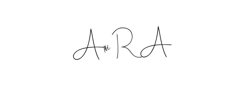 The best way (Andilay-7BmLP) to make a short signature is to pick only two or three words in your name. The name Alfi R A include a total of six letters. For converting this name. Alfi R A signature style 4 images and pictures png