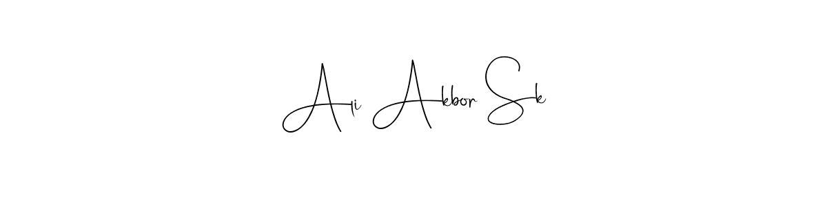 Make a beautiful signature design for name Ali Akbor Sk. With this signature (Andilay-7BmLP) style, you can create a handwritten signature for free. Ali Akbor Sk signature style 4 images and pictures png