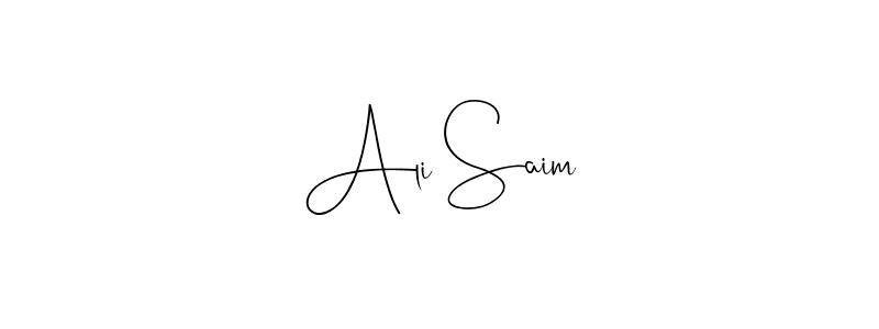 How to make Ali Saim name signature. Use Andilay-7BmLP style for creating short signs online. This is the latest handwritten sign. Ali Saim signature style 4 images and pictures png