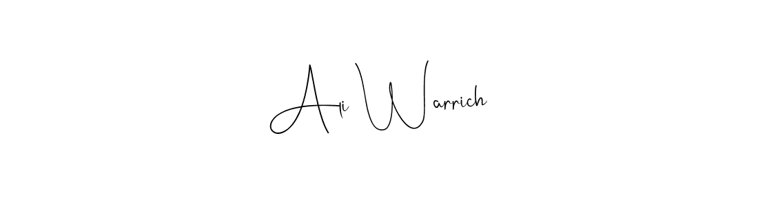 How to make Ali Warrich name signature. Use Andilay-7BmLP style for creating short signs online. This is the latest handwritten sign. Ali Warrich signature style 4 images and pictures png