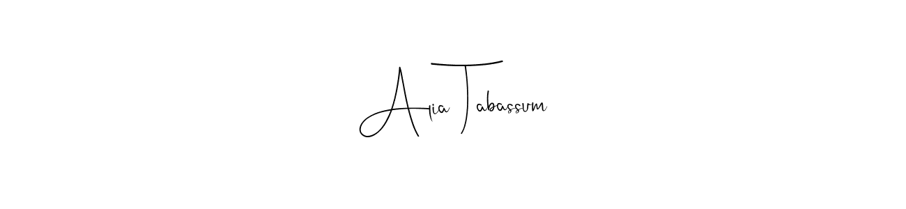 Andilay-7BmLP is a professional signature style that is perfect for those who want to add a touch of class to their signature. It is also a great choice for those who want to make their signature more unique. Get Alia Tabassum name to fancy signature for free. Alia Tabassum signature style 4 images and pictures png