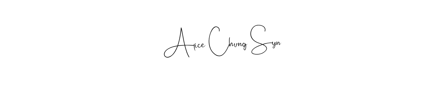 It looks lik you need a new signature style for name Alice Chung Syn. Design unique handwritten (Andilay-7BmLP) signature with our free signature maker in just a few clicks. Alice Chung Syn signature style 4 images and pictures png