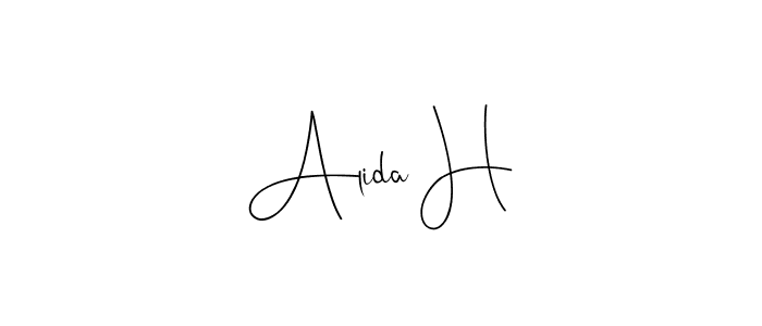 Alida H stylish signature style. Best Handwritten Sign (Andilay-7BmLP) for my name. Handwritten Signature Collection Ideas for my name Alida H. Alida H signature style 4 images and pictures png