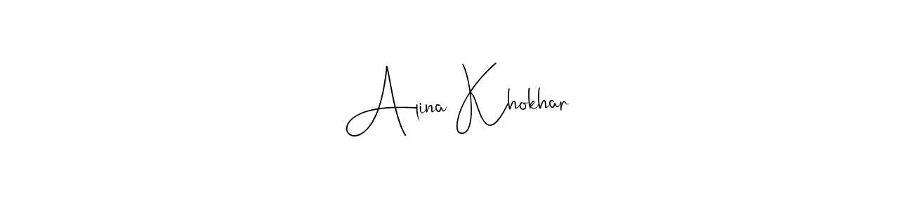 Make a beautiful signature design for name Alina Khokhar. Use this online signature maker to create a handwritten signature for free. Alina Khokhar signature style 4 images and pictures png