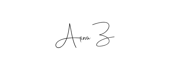 How to make Alina Z name signature. Use Andilay-7BmLP style for creating short signs online. This is the latest handwritten sign. Alina Z signature style 4 images and pictures png