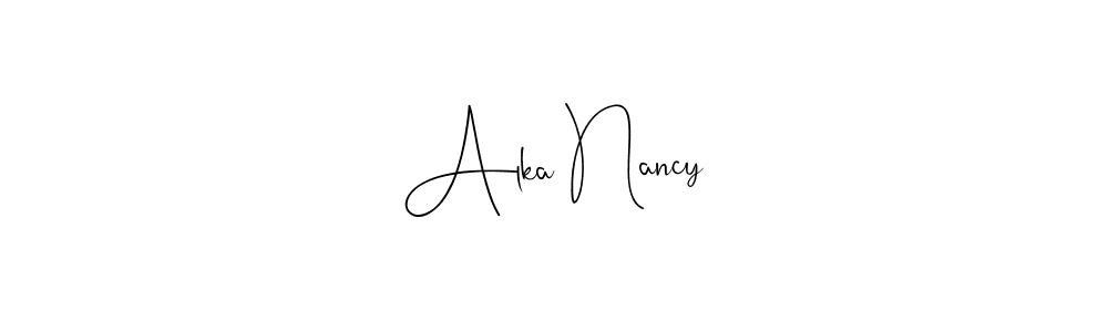 if you are searching for the best signature style for your name Alka Nancy. so please give up your signature search. here we have designed multiple signature styles  using Andilay-7BmLP. Alka Nancy signature style 4 images and pictures png