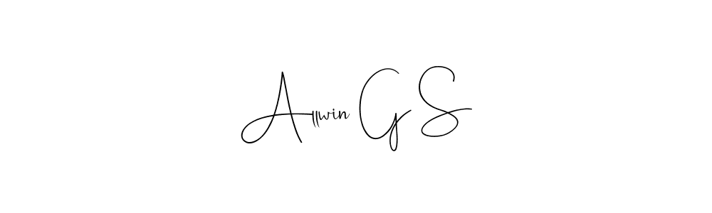 How to make Allwin G S name signature. Use Andilay-7BmLP style for creating short signs online. This is the latest handwritten sign. Allwin G S signature style 4 images and pictures png