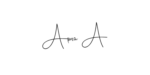 Alma A stylish signature style. Best Handwritten Sign (Andilay-7BmLP) for my name. Handwritten Signature Collection Ideas for my name Alma A. Alma A signature style 4 images and pictures png