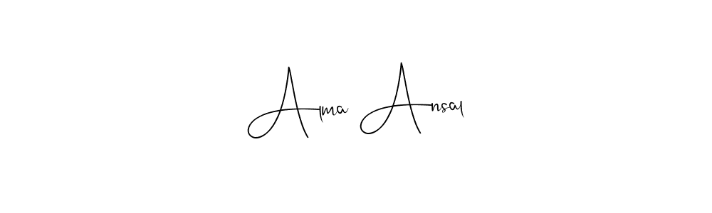 Design your own signature with our free online signature maker. With this signature software, you can create a handwritten (Andilay-7BmLP) signature for name Alma Ansal. Alma Ansal signature style 4 images and pictures png