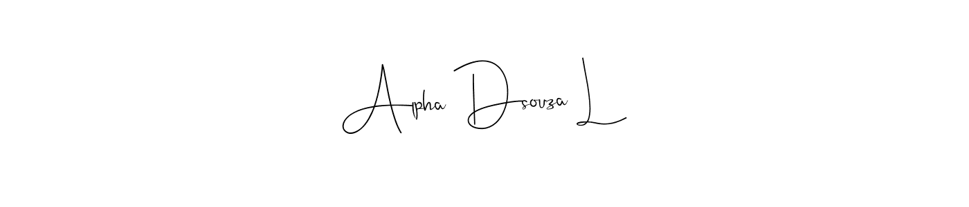 You can use this online signature creator to create a handwritten signature for the name Alpha Dsouza L. This is the best online autograph maker. Alpha Dsouza L signature style 4 images and pictures png