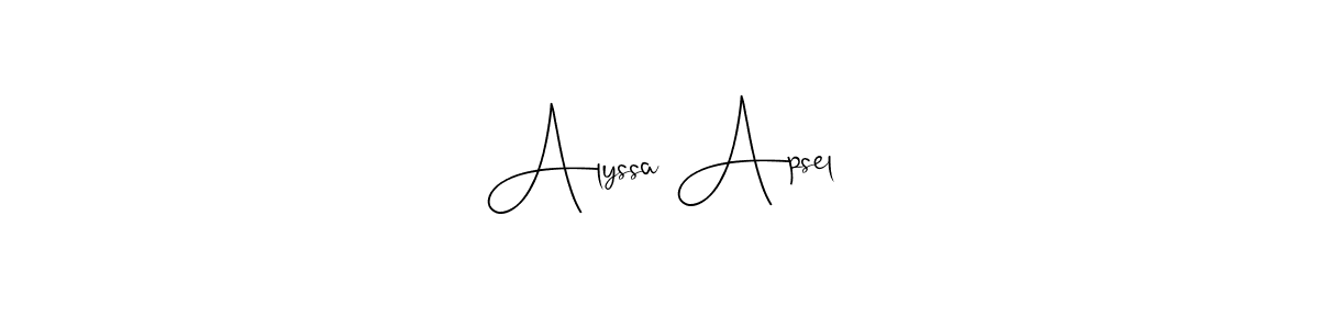 See photos of Alyssa Apsel official signature by Spectra . Check more albums & portfolios. Read reviews & check more about Andilay-7BmLP font. Alyssa Apsel signature style 4 images and pictures png