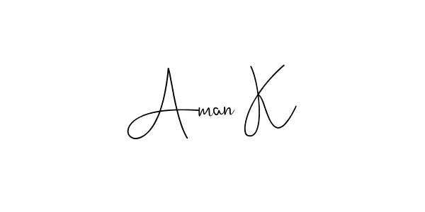 if you are searching for the best signature style for your name Aman K. so please give up your signature search. here we have designed multiple signature styles  using Andilay-7BmLP. Aman K signature style 4 images and pictures png