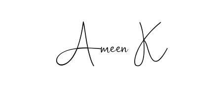 Create a personalized artistic stamp with Ameen K in Andilay-7BmLP font. Perfect for visual artists, designers, and influencers. Ameen K signature style 4 images and pictures png