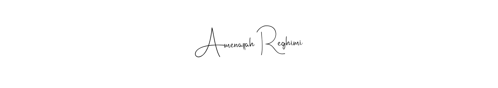 Create a beautiful signature design for name Amenallah Reghimi. With this signature (Andilay-7BmLP) fonts, you can make a handwritten signature for free. Amenallah Reghimi signature style 4 images and pictures png