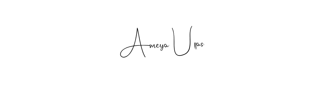 if you are searching for the best signature style for your name Ameya Ullas. so please give up your signature search. here we have designed multiple signature styles  using Andilay-7BmLP. Ameya Ullas signature style 4 images and pictures png