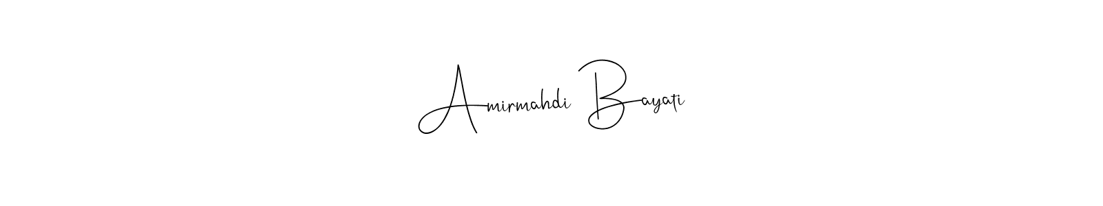 Andilay-7BmLP is a professional signature style that is perfect for those who want to add a touch of class to their signature. It is also a great choice for those who want to make their signature more unique. Get Amirmahdi Bayati name to fancy signature for free. Amirmahdi Bayati signature style 4 images and pictures png