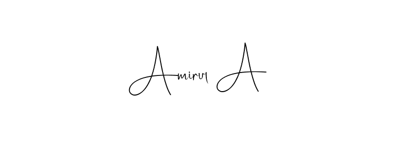 Create a beautiful signature design for name Amirul A. With this signature (Andilay-7BmLP) fonts, you can make a handwritten signature for free. Amirul A signature style 4 images and pictures png