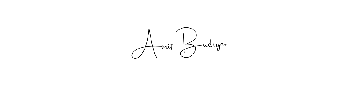 How to make Amit Badiger name signature. Use Andilay-7BmLP style for creating short signs online. This is the latest handwritten sign. Amit Badiger signature style 4 images and pictures png