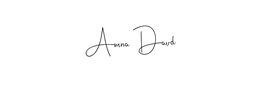 You should practise on your own different ways (Andilay-7BmLP) to write your name (Amna Daud) in signature. don't let someone else do it for you. Amna Daud signature style 4 images and pictures png