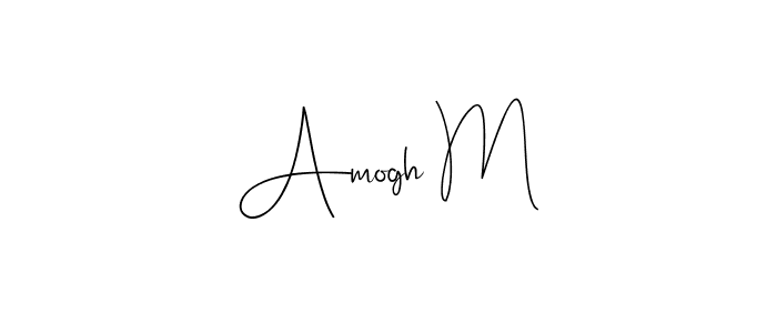 How to make Amogh M name signature. Use Andilay-7BmLP style for creating short signs online. This is the latest handwritten sign. Amogh M signature style 4 images and pictures png