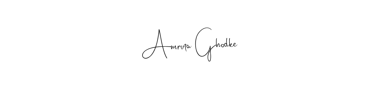 How to make Amruta Ghodke name signature. Use Andilay-7BmLP style for creating short signs online. This is the latest handwritten sign. Amruta Ghodke signature style 4 images and pictures png