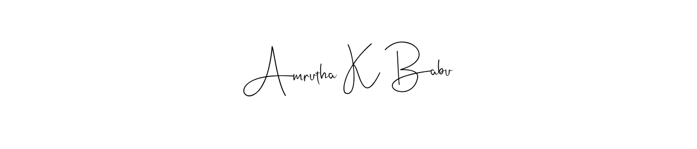 This is the best signature style for the Amrutha K Babu name. Also you like these signature font (Andilay-7BmLP). Mix name signature. Amrutha K Babu signature style 4 images and pictures png