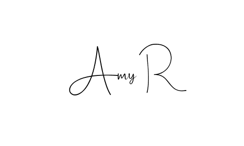 How to make Amy R name signature. Use Andilay-7BmLP style for creating short signs online. This is the latest handwritten sign. Amy R signature style 4 images and pictures png