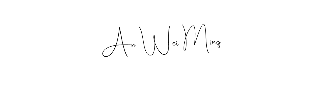 if you are searching for the best signature style for your name An Wei Ming. so please give up your signature search. here we have designed multiple signature styles  using Andilay-7BmLP. An Wei Ming signature style 4 images and pictures png