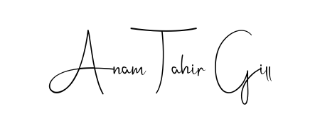 Discover how Anam Tahir Gill looks in an executive cursive font (Andilay-7BmLP). Perfect for legal documents, invoices, and certificates. Anam Tahir Gill signature style 4 images and pictures png