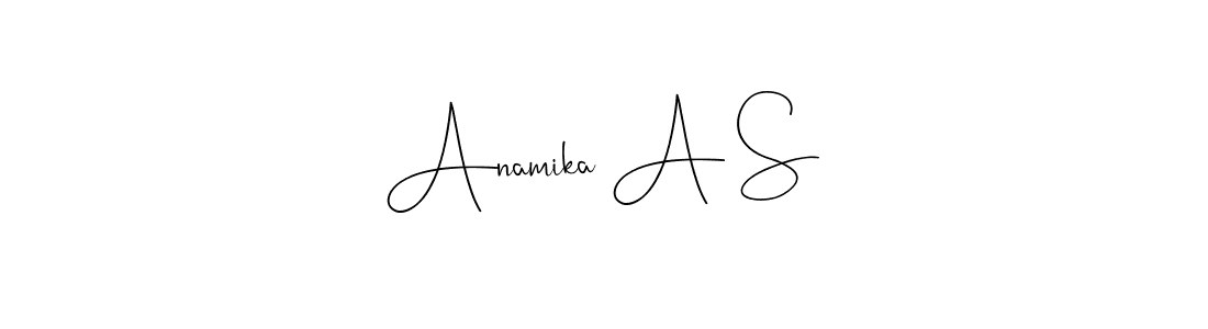 How to make Anamika A S name signature. Use Andilay-7BmLP style for creating short signs online. This is the latest handwritten sign. Anamika A S signature style 4 images and pictures png
