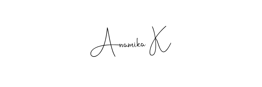 if you are searching for the best signature style for your name Anamika K. so please give up your signature search. here we have designed multiple signature styles  using Andilay-7BmLP. Anamika K signature style 4 images and pictures png