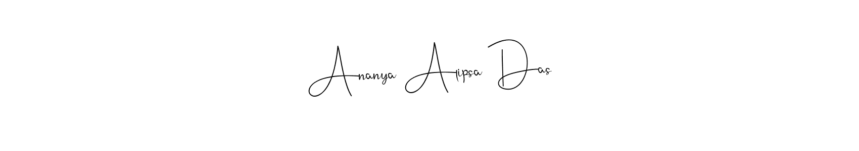The best way (Andilay-7BmLP) to make a short signature is to pick only two or three words in your name. The name Ananya Alipsa Das include a total of six letters. For converting this name. Ananya Alipsa Das signature style 4 images and pictures png