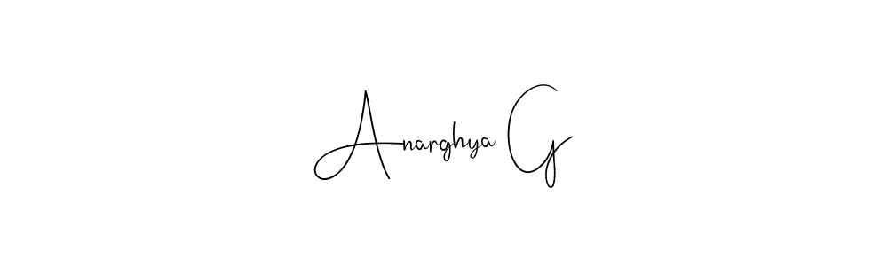 Design your own signature with our free online signature maker. With this signature software, you can create a handwritten (Andilay-7BmLP) signature for name Anarghya G. Anarghya G signature style 4 images and pictures png