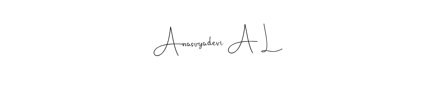 You should practise on your own different ways (Andilay-7BmLP) to write your name (Anasuyadevi A L) in signature. don't let someone else do it for you. Anasuyadevi A L signature style 4 images and pictures png