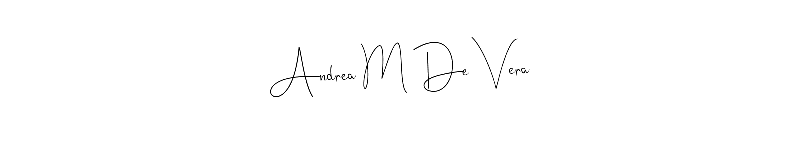 How to make Andrea M De Vera name signature. Use Andilay-7BmLP style for creating short signs online. This is the latest handwritten sign. Andrea M De Vera signature style 4 images and pictures png