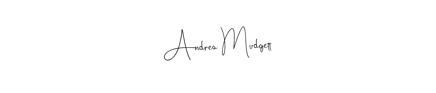 This is the best signature style for the Andrea Mudgett name. Also you like these signature font (Andilay-7BmLP). Mix name signature. Andrea Mudgett signature style 4 images and pictures png