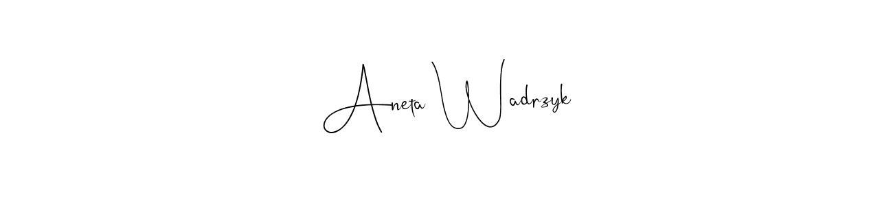 This is the best signature style for the Aneta Wadrzyk name. Also you like these signature font (Andilay-7BmLP). Mix name signature. Aneta Wadrzyk signature style 4 images and pictures png