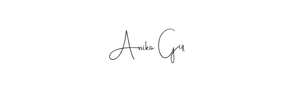 if you are searching for the best signature style for your name Anika Gill. so please give up your signature search. here we have designed multiple signature styles  using Andilay-7BmLP. Anika Gill signature style 4 images and pictures png