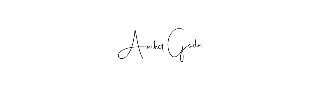 How to make Aniket Gade name signature. Use Andilay-7BmLP style for creating short signs online. This is the latest handwritten sign. Aniket Gade signature style 4 images and pictures png