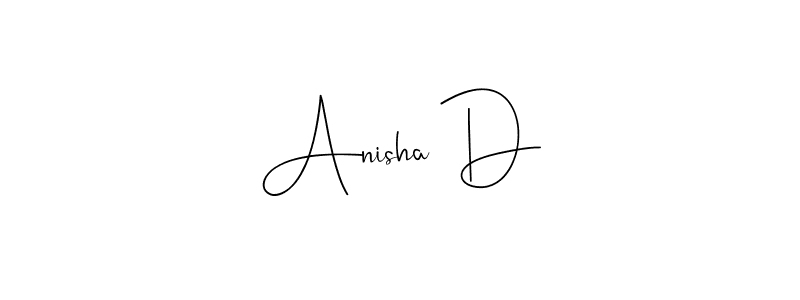 Make a beautiful signature design for name Anisha D. With this signature (Andilay-7BmLP) style, you can create a handwritten signature for free. Anisha D signature style 4 images and pictures png