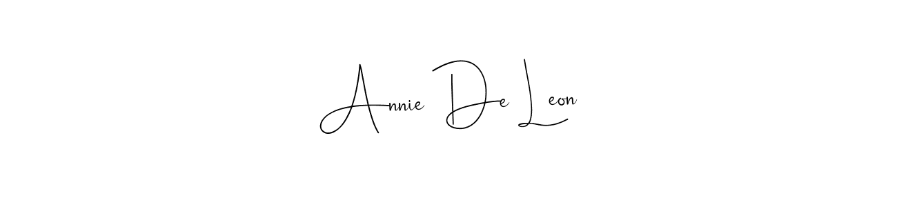 How to make Annie De Leon name signature. Use Andilay-7BmLP style for creating short signs online. This is the latest handwritten sign. Annie De Leon signature style 4 images and pictures png