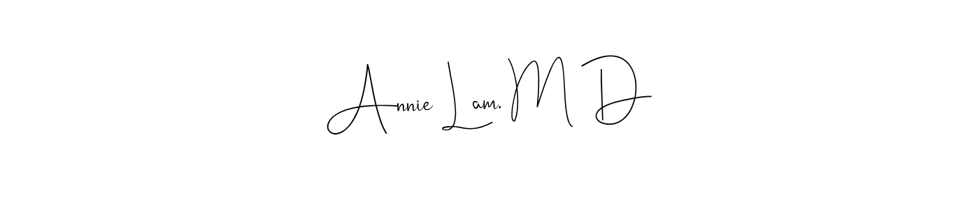 The best way (Andilay-7BmLP) to make a short signature is to pick only two or three words in your name. The name Annie Lam, M D include a total of six letters. For converting this name. Annie Lam, M D signature style 4 images and pictures png