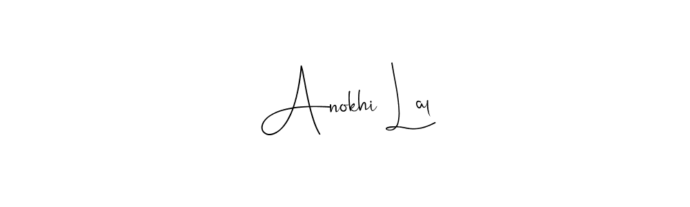 How to make Anokhi Lal name signature. Use Andilay-7BmLP style for creating short signs online. This is the latest handwritten sign. Anokhi Lal signature style 4 images and pictures png
