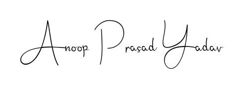 You should practise on your own different ways (Andilay-7BmLP) to write your name (Anoop Prasad Yadav) in signature. Don't let someone else do it for you. Anoop Prasad Yadav signature style 4 images and pictures png