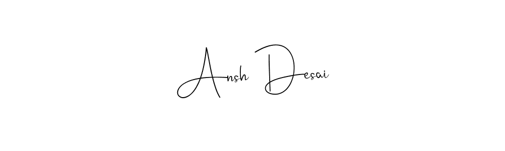 The best way (Andilay-7BmLP) to make a short signature is to pick only two or three words in your name. The name Ansh Desai include a total of six letters. For converting this name. Ansh Desai signature style 4 images and pictures png
