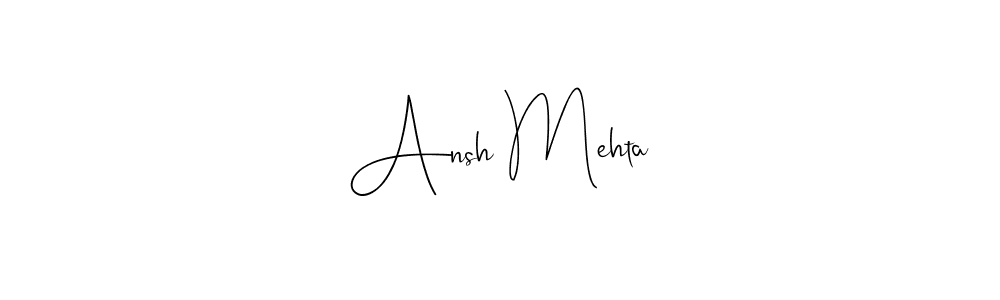 Also You can easily find your signature by using the search form. We will create Ansh Mehta name handwritten signature images for you free of cost using Andilay-7BmLP sign style. Ansh Mehta signature style 4 images and pictures png
